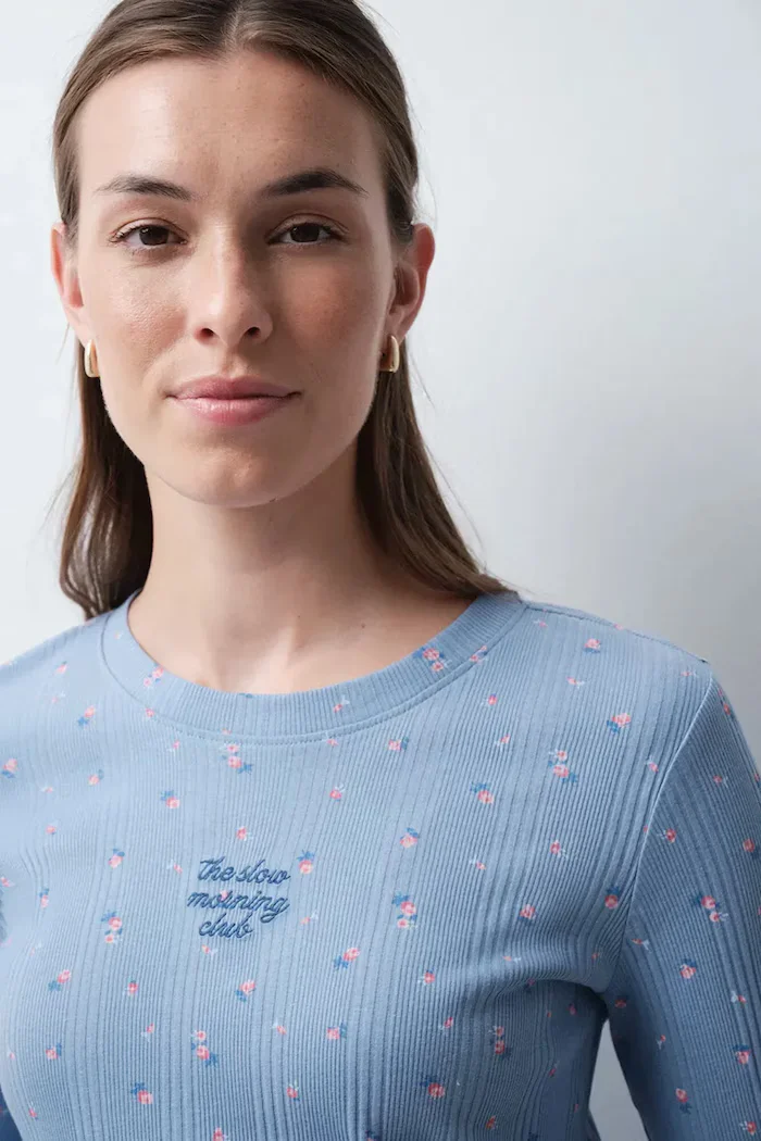 women'secret пижама от две части дамска от памук синя 3134056