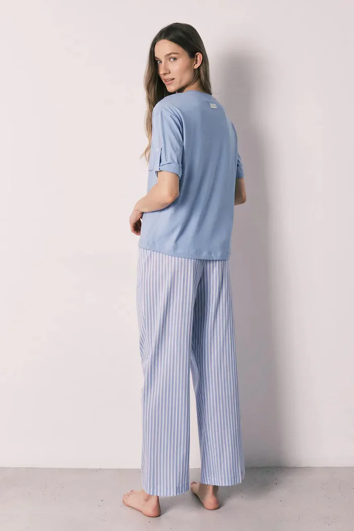 women'secret Пижама от две части дамска от памук синя 3593030