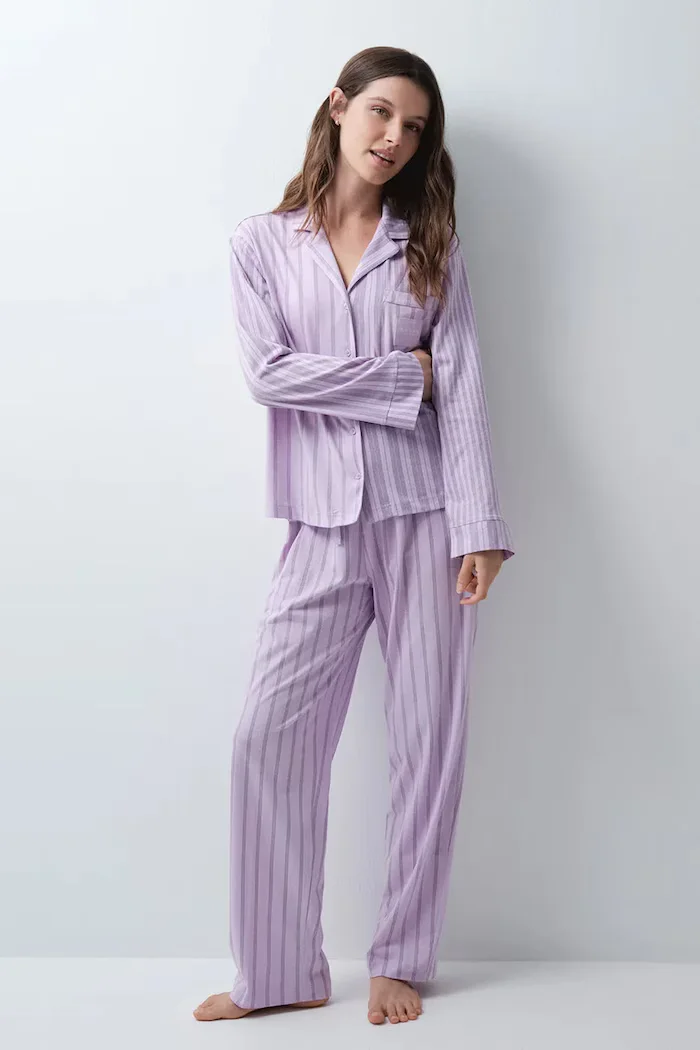 women'secret пижама от две части дамска от памук виолетова 3794104