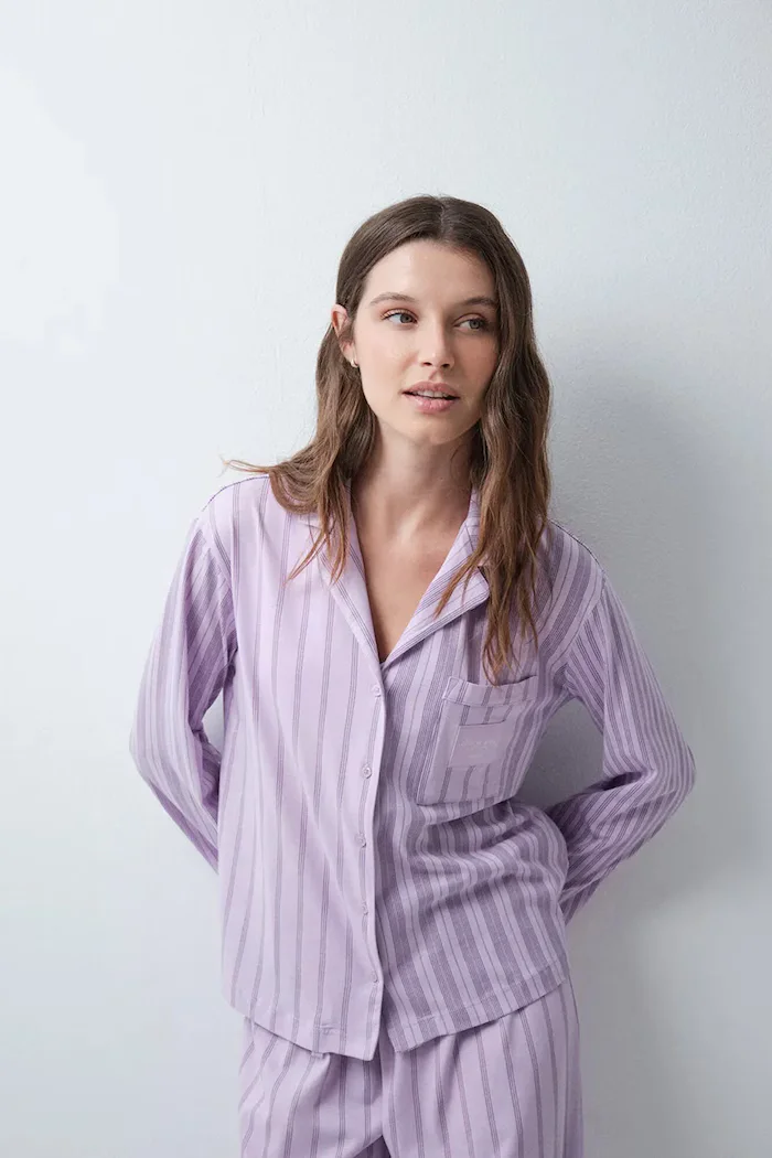 women'secret пижама от две части дамска от памук виолетова 3794104