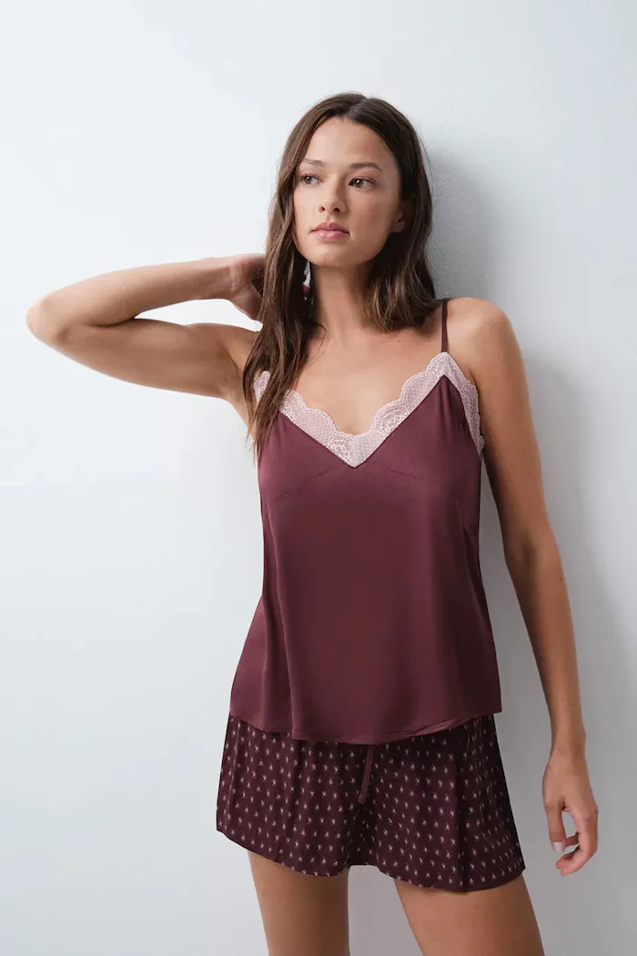 women'secret пижама от две части дамска от вискоза бордо 2544857