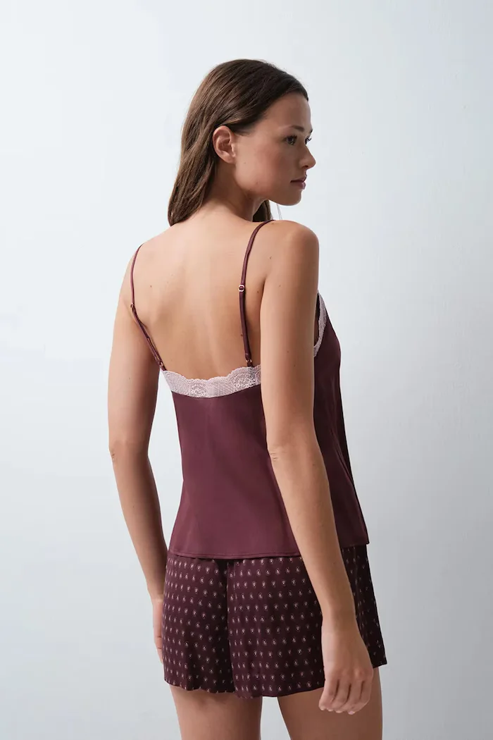 women'secret пижама от две части дамска от вискоза бордо 2544857