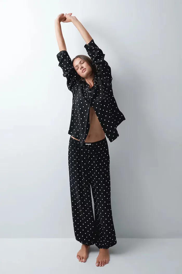 women'secret пижама от две части дамска от вискоза черна 2544853