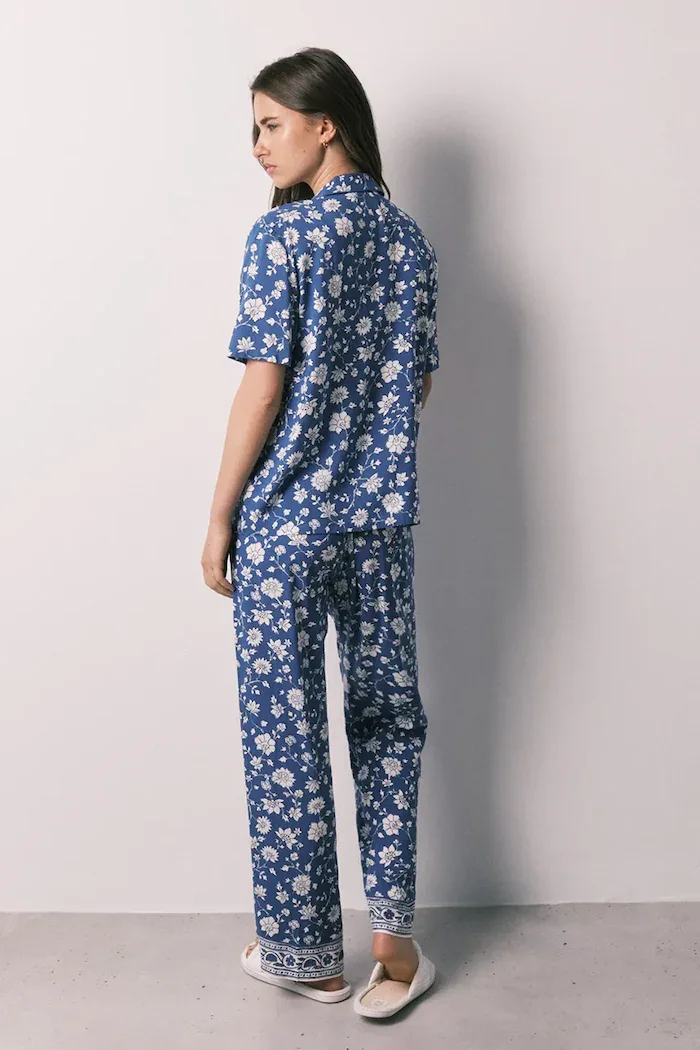 women'secret пижама от две части дамска от вискоза синя 3594738