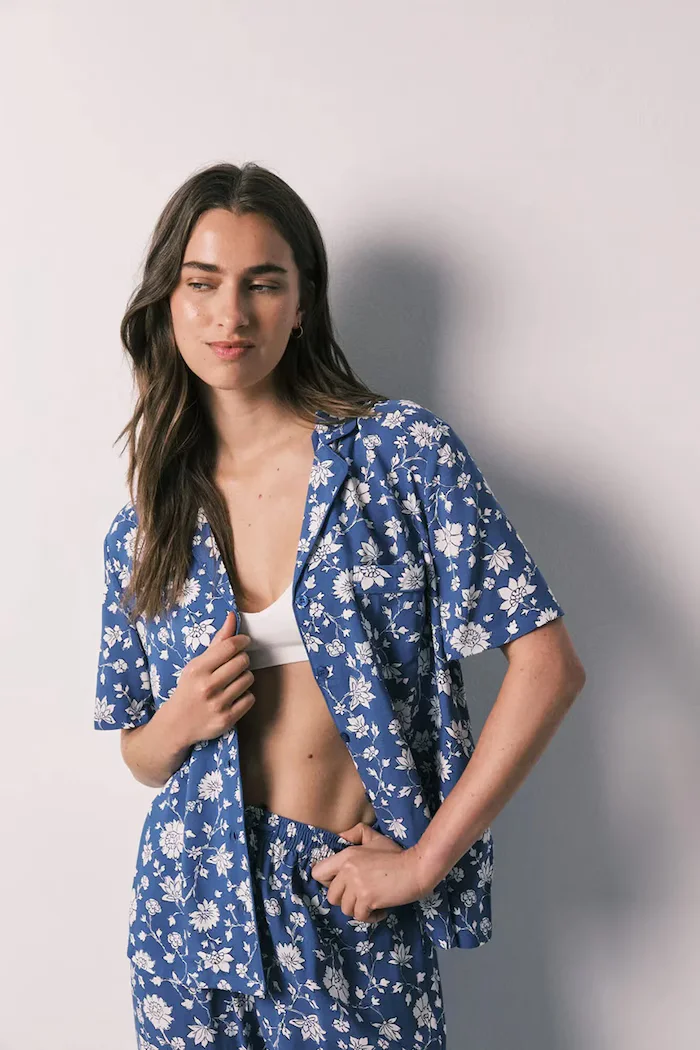 women'secret пижама от две части дамска от вискоза синя 3594738