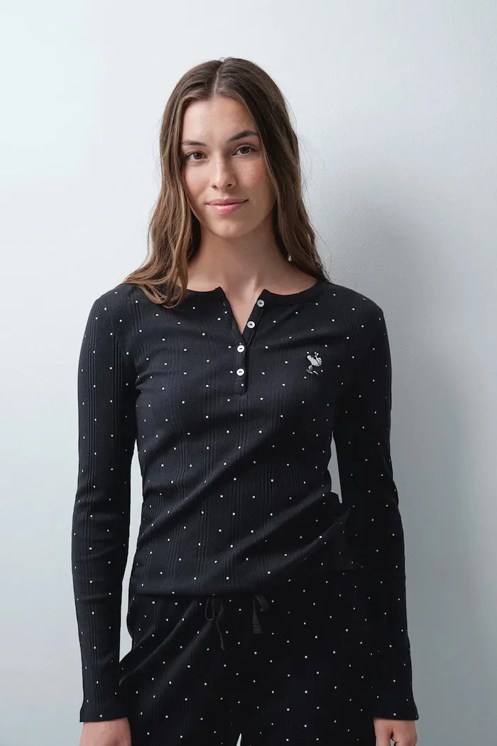 women'secret пижама от две части дамска с памук черна 3134054