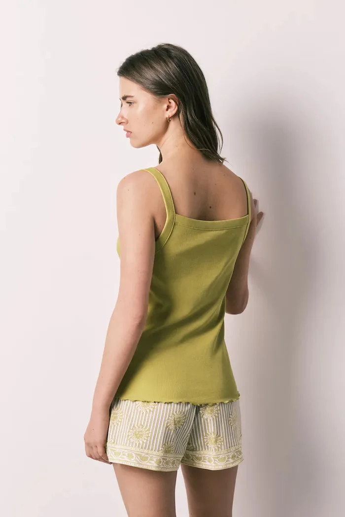 women'secret пижама от две части дамска с памук зелена 3594710