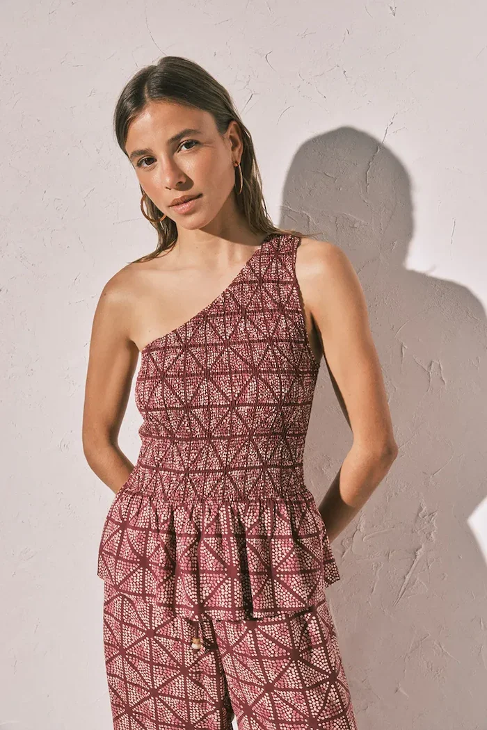 women'secret пижама с къси ръкави дамска бордо 3273321