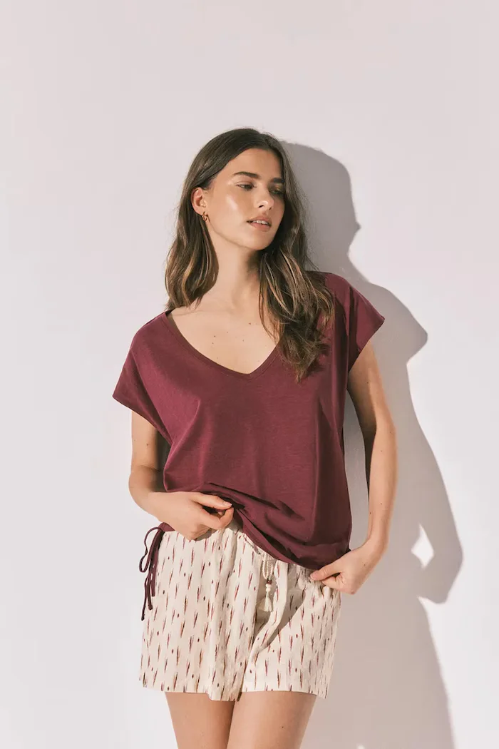 women'secret тениска basic дамска от памук бордо 3274518