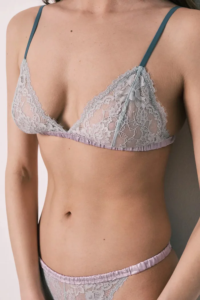women'secret триъгълен сутиен от дантела син 4023930