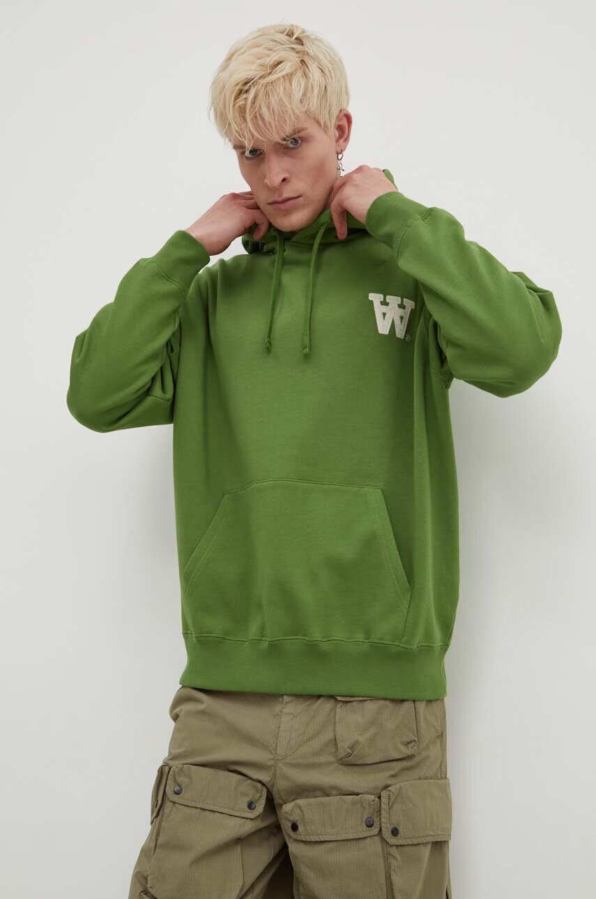 Wood Wood Памучен суичър Cass AA Moss Embroidery Hoodie