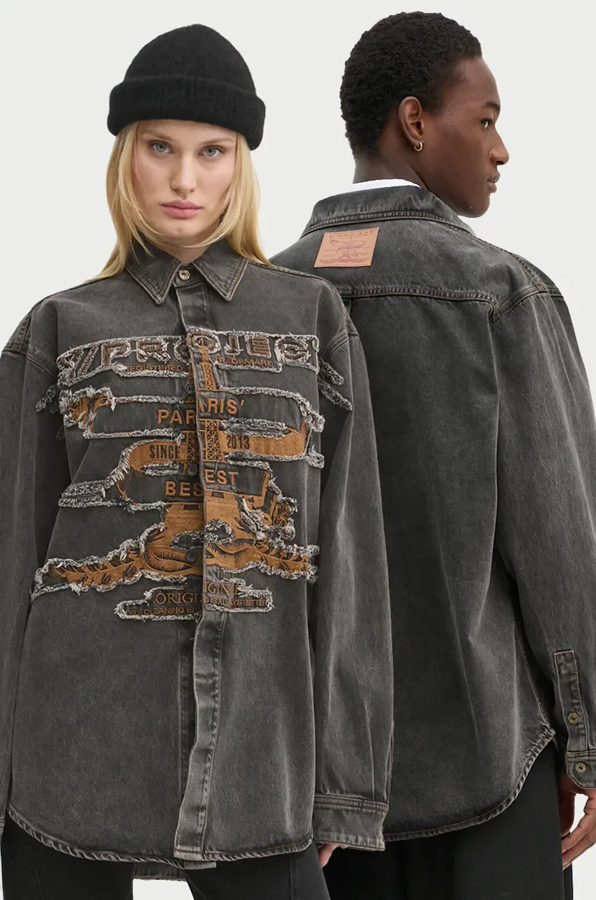 Y/Project Дънкова риза EVERGREEN PARIS' BEST PATCH DENIM SHIRT