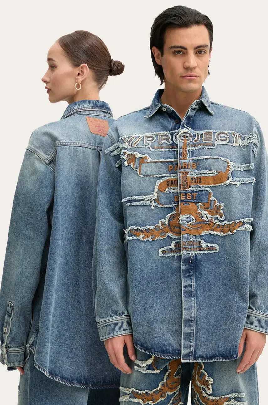 Y/Project Дънкова риза EVERGREEN PARIS' BEST PATCH DENIM SHIRT