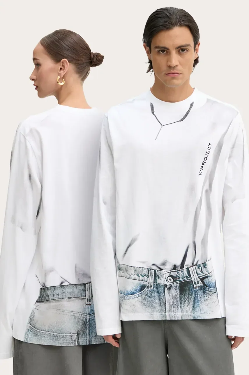 Y/Project Памучна блуза с дълги ръкави YP TROMPE L'OEIL LONG SLEEVE T-SHIRT