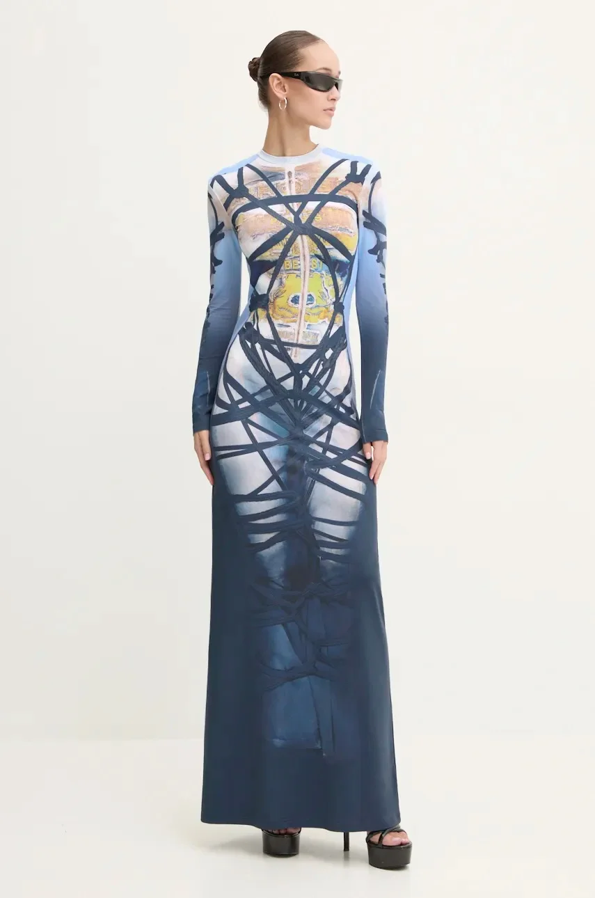 Y/Project Рокля BONDAGE PRINT LONG SLEEVE DRESS