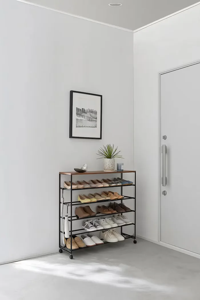 Yamazaki Шкаф за обувки Towert 90.5 x 26 x 87 cm в черно