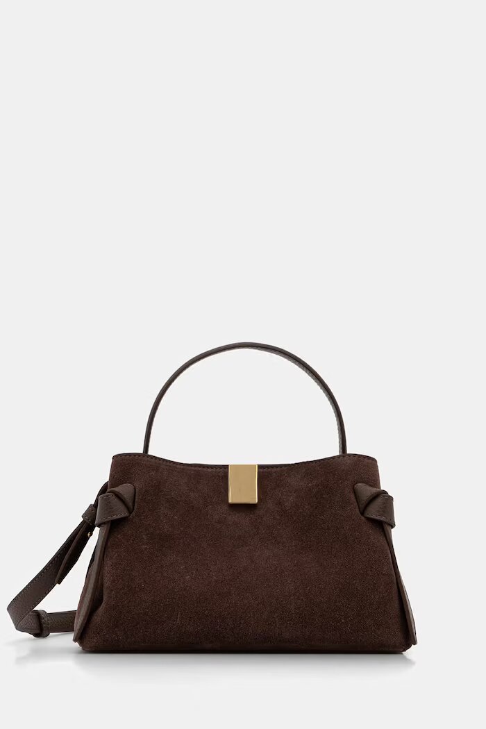 Yuzefi чанта crossbody дамска от велур GYOZA MINI кафява YUZRS26-HB-MGZ-S026
