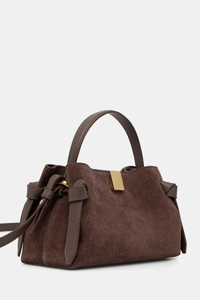Yuzefi чанта crossbody дамска от велур GYOZA MINI кафява YUZRS26-HB-MGZ-S026