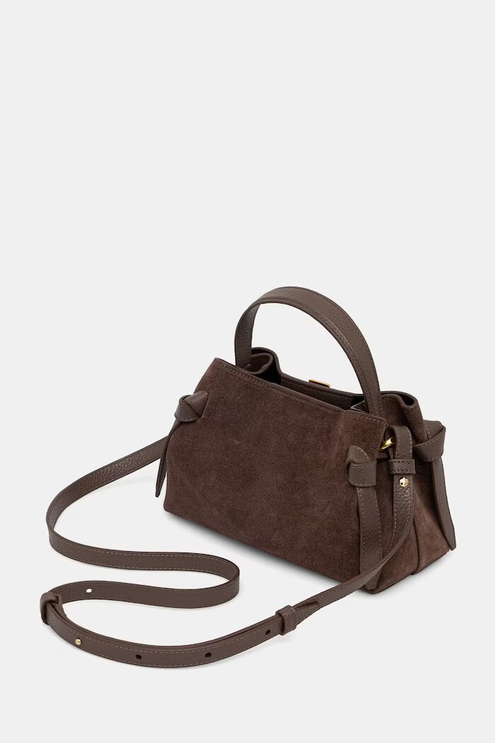 Yuzefi чанта crossbody дамска от велур GYOZA MINI кафява YUZRS26-HB-MGZ-S026