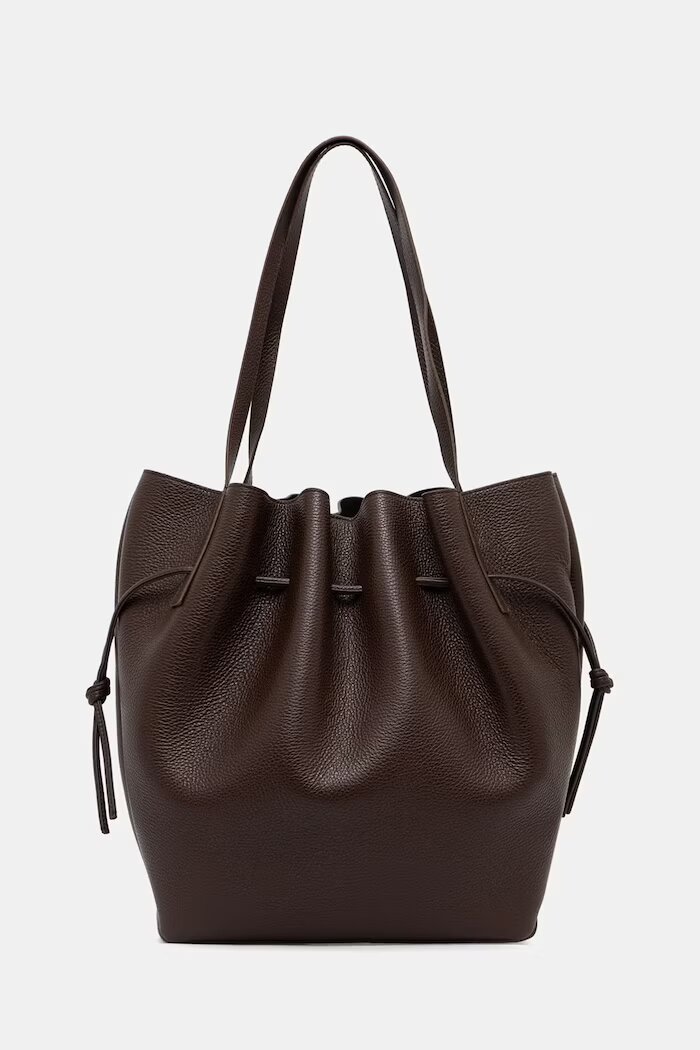 Yuzefi чанта tote дамска от кожа SCALLOP кафява YUZPF26.HB.SCT.L038