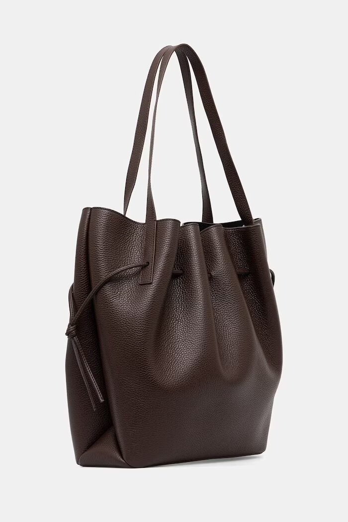 Yuzefi чанта tote дамска от кожа SCALLOP кафява YUZPF26.HB.SCT.L038