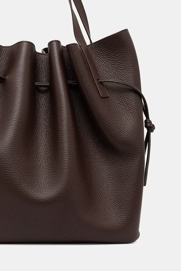 Yuzefi чанта tote дамска от кожа SCALLOP кафява YUZPF26.HB.SCT.L038