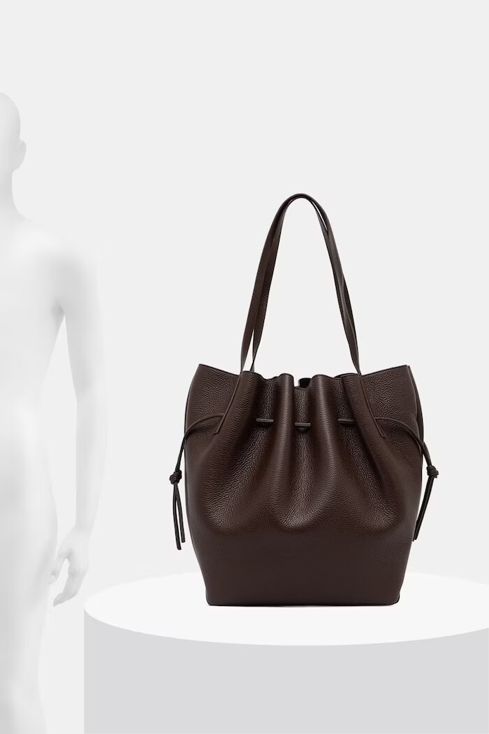 Yuzefi чанта tote дамска от кожа SCALLOP кафява YUZPF26.HB.SCT.L038