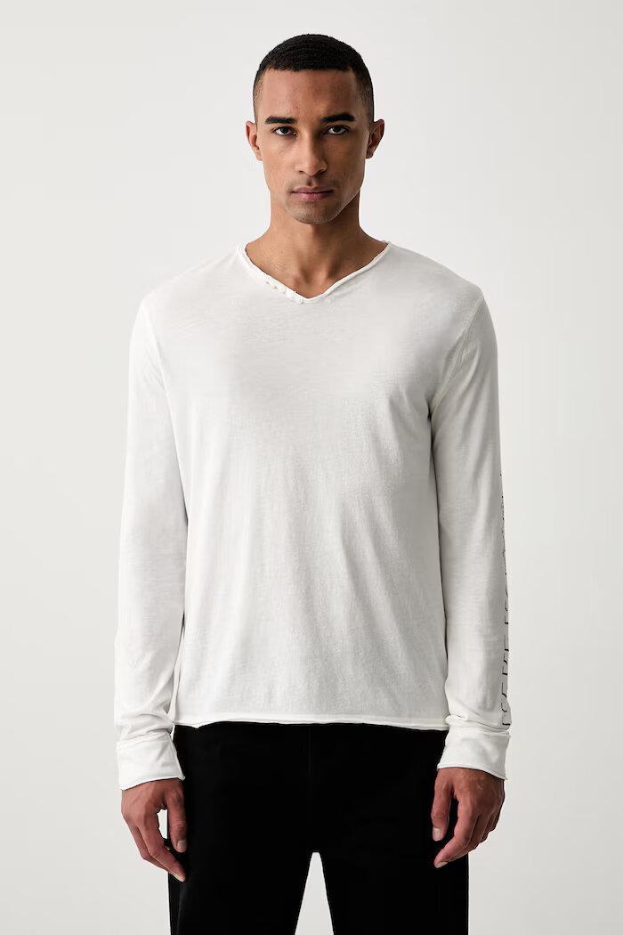 Zadig&Voltaire блуза с дълги ръкави мъжка от памук MONASTIR бежова JMTN01666