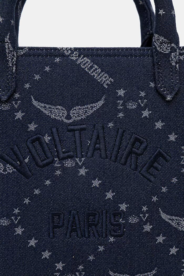 Zadig&Voltaire Чанта ANGEL TOTE XS DENIM MONOGRAM в тъмносиньо LWBA04269
