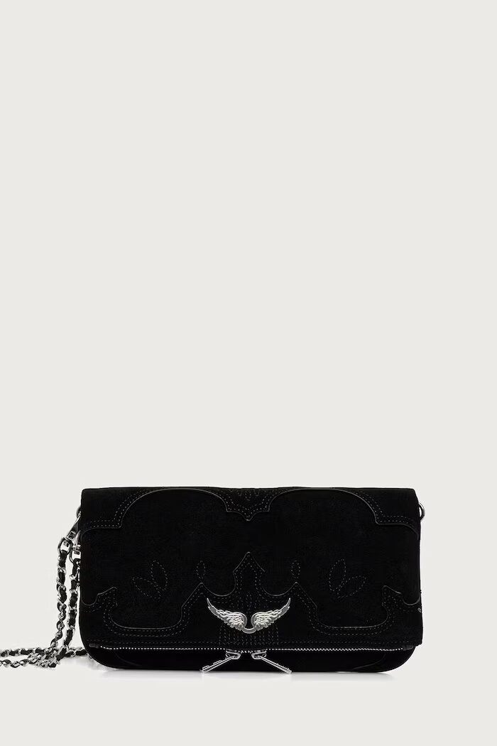 Zadig&Voltaire чанта crossbody дамска от велур черна LWBA04434