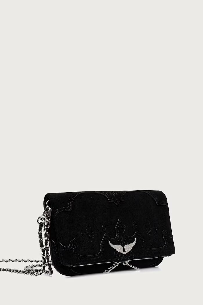 Zadig&Voltaire чанта crossbody дамска от велур черна LWBA04434
