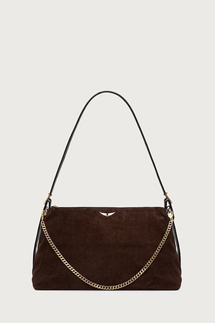 Zadig&Voltaire чанта crossbody дамска от велур JIM кафява LWBA04563