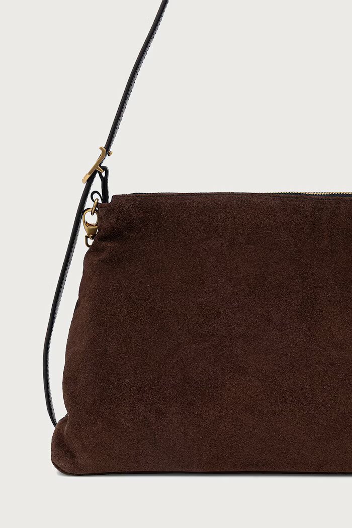 Zadig&Voltaire чанта crossbody дамска от велур JIM кафява LWBA04563