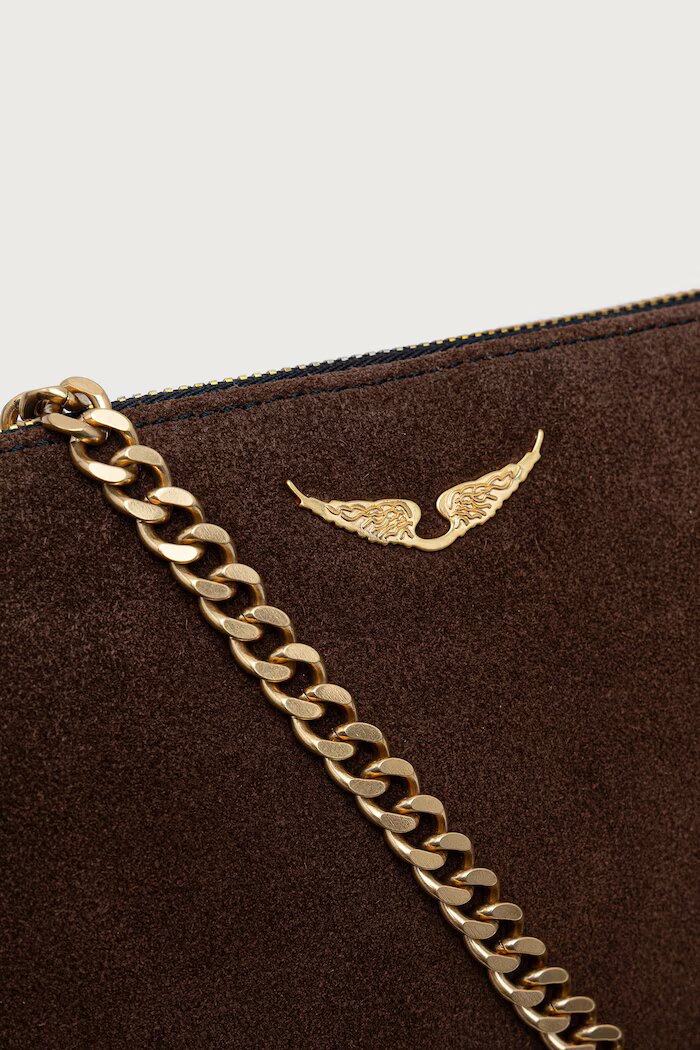 Zadig&Voltaire чанта crossbody дамска от велур JIM кафява LWBA04563