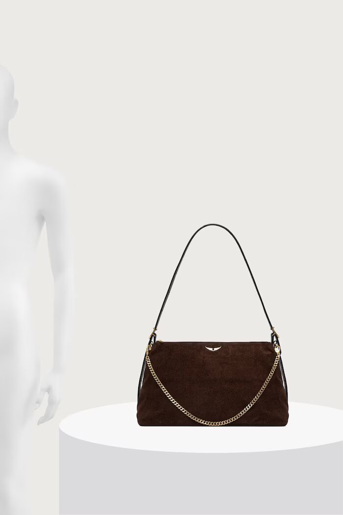 Zadig&Voltaire чанта crossbody дамска от велур JIM кафява LWBA04563