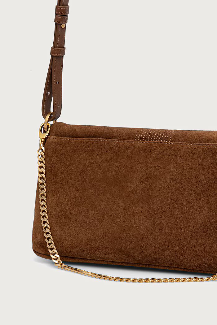 Zadig&Voltaire чанта crossbody дамска от велур ROCKY кафява LWBA04525
