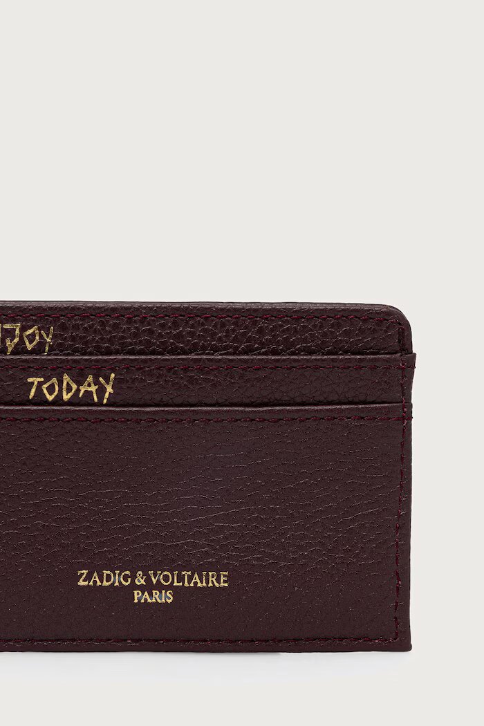 Zadig&Voltaire калъф за карти дамски от кожа бордо LWSG00001