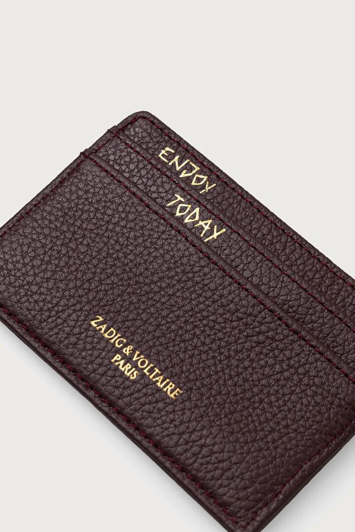 Zadig&Voltaire калъф за карти дамски от кожа бордо LWSG00001