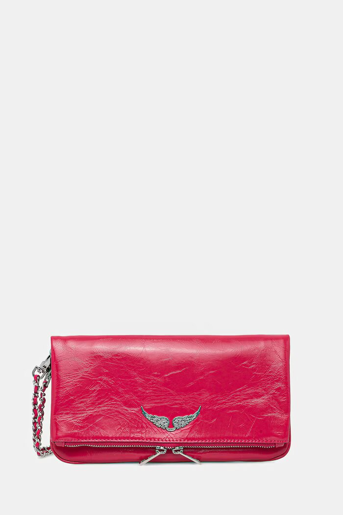Zadig&Voltaire Кожена чанта ROCK VINTAGE PATENT в розово LWBA04212
