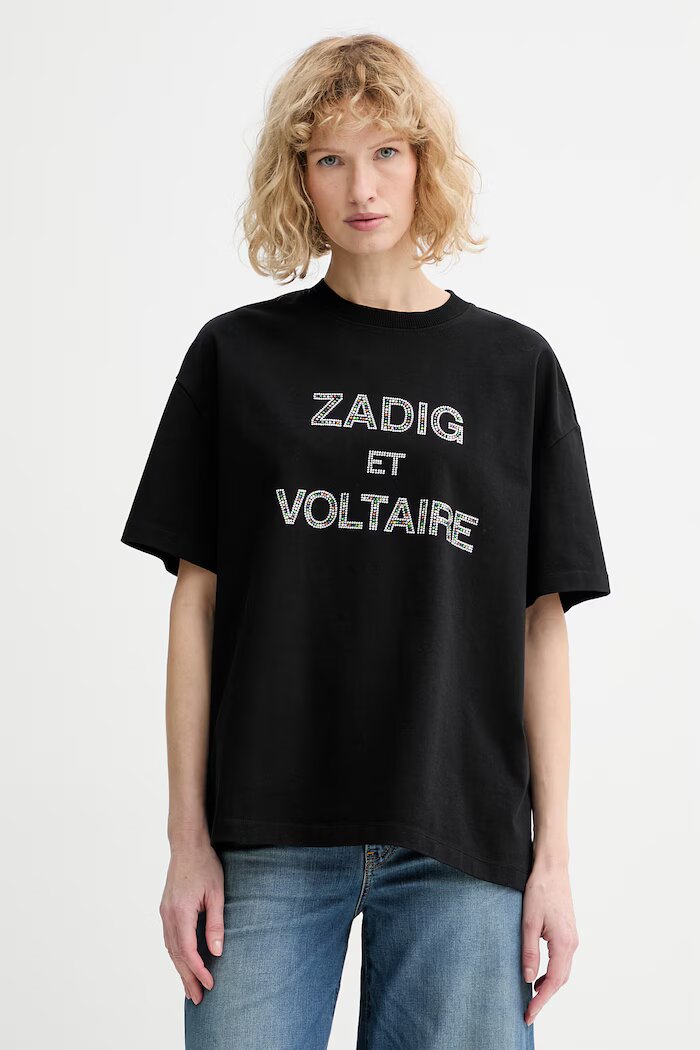 Zadig&Voltaire Памучна тениска дамска в черно JWTS02883