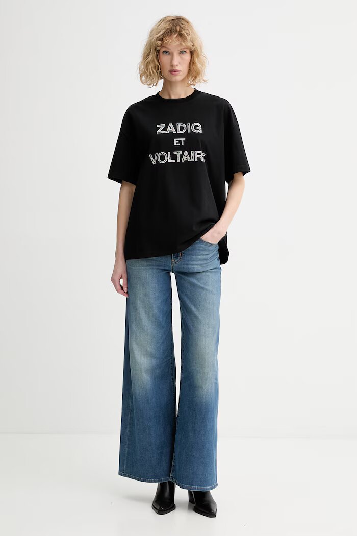 Zadig&Voltaire Памучна тениска дамска в черно JWTS02883
