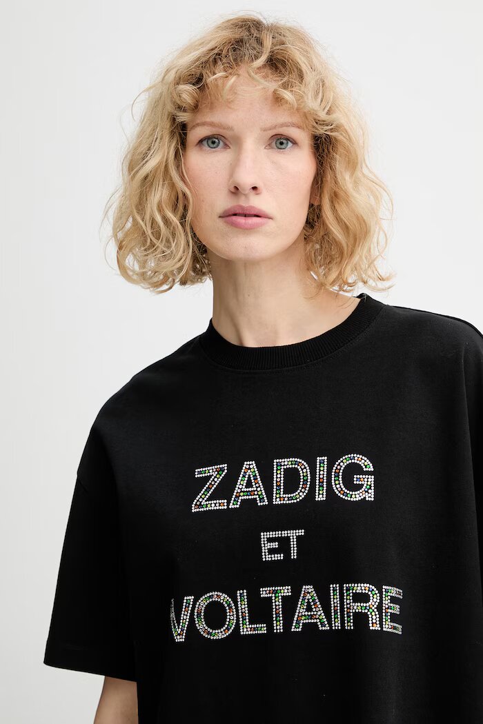 Zadig&Voltaire Памучна тениска дамска в черно JWTS02883
