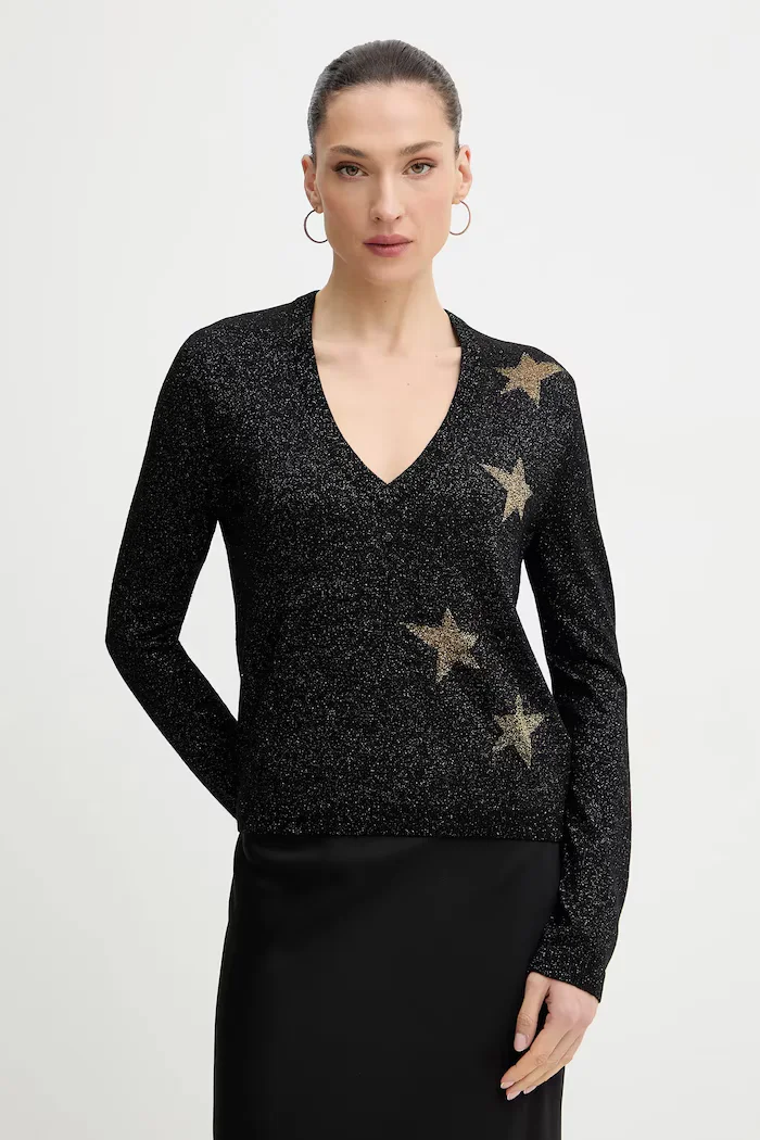 Zadig&Voltaire Пуловер с вълна в черно от лека материя KWSW02846