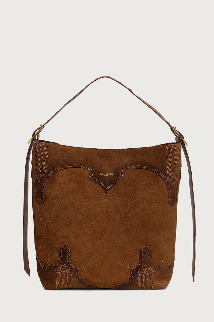 Zadig&Voltaire шопинг чанта дамска от велур JANE кафява LWBA04368