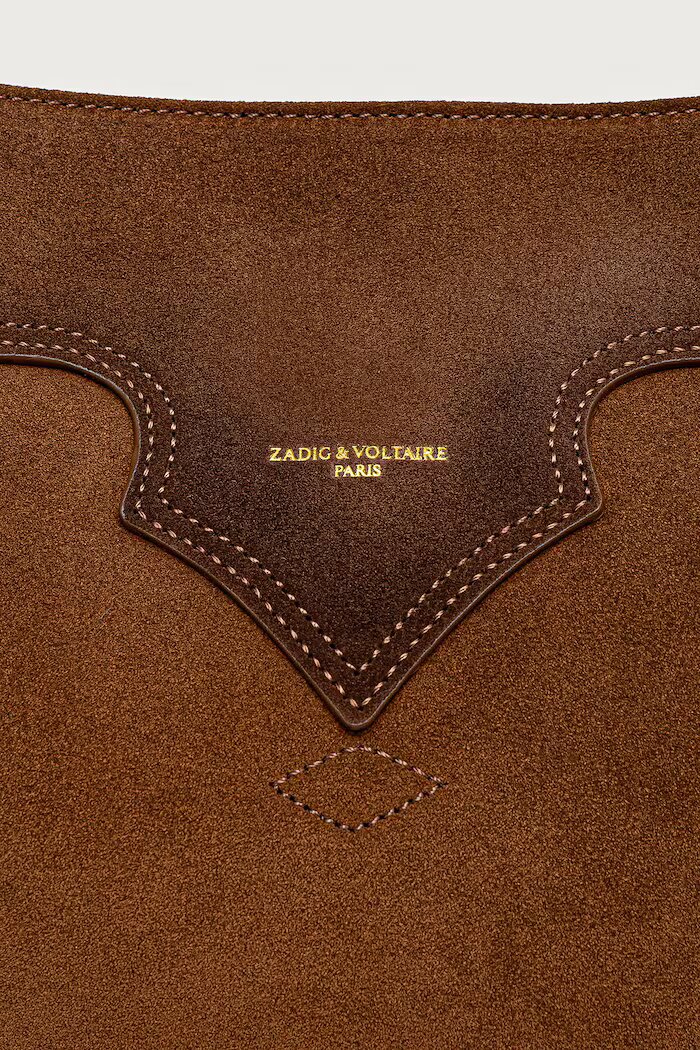 Zadig&Voltaire шопинг чанта дамска от велур JANE кафява LWBA04368