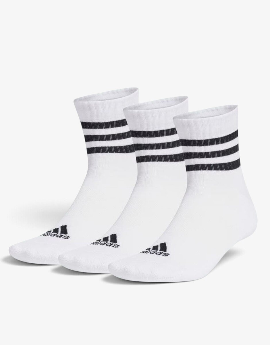 adidas 3 Packs 3-Stripes Cushioned Sportswear Mid White
