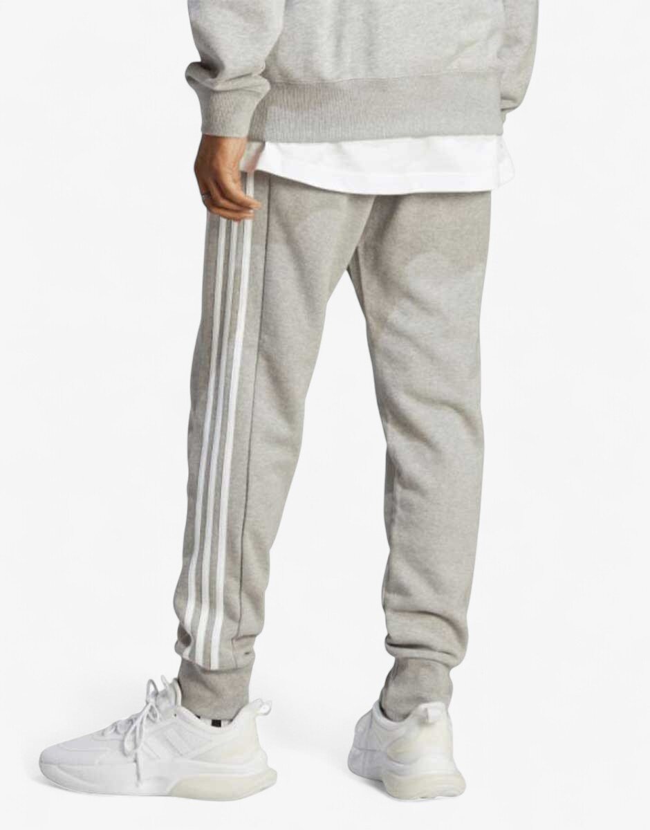 adidas Essentials French Terry Tapered Cuff 3-Stripes Pants Grey
