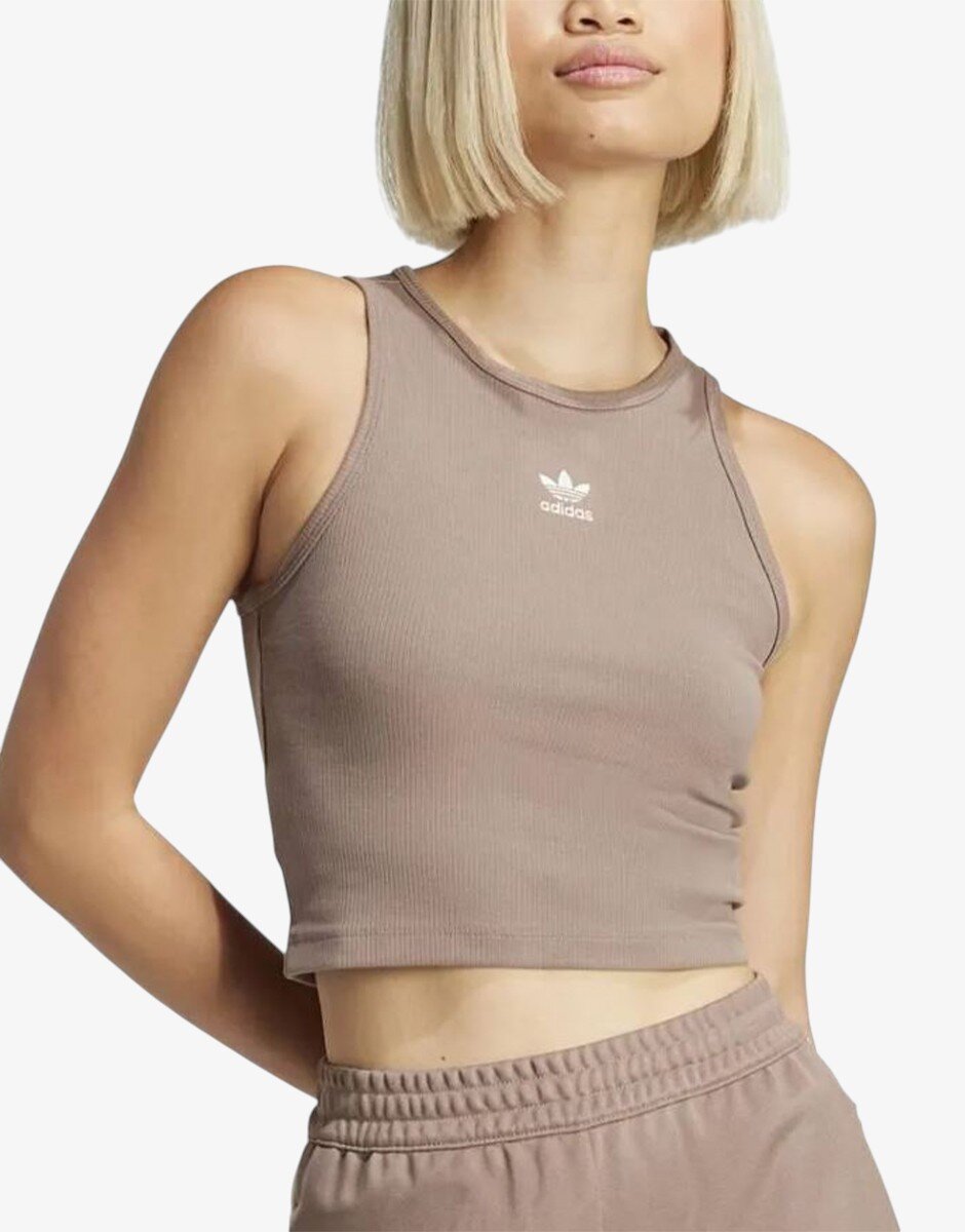 adidas Essentials Ribbed Tank Top Brown