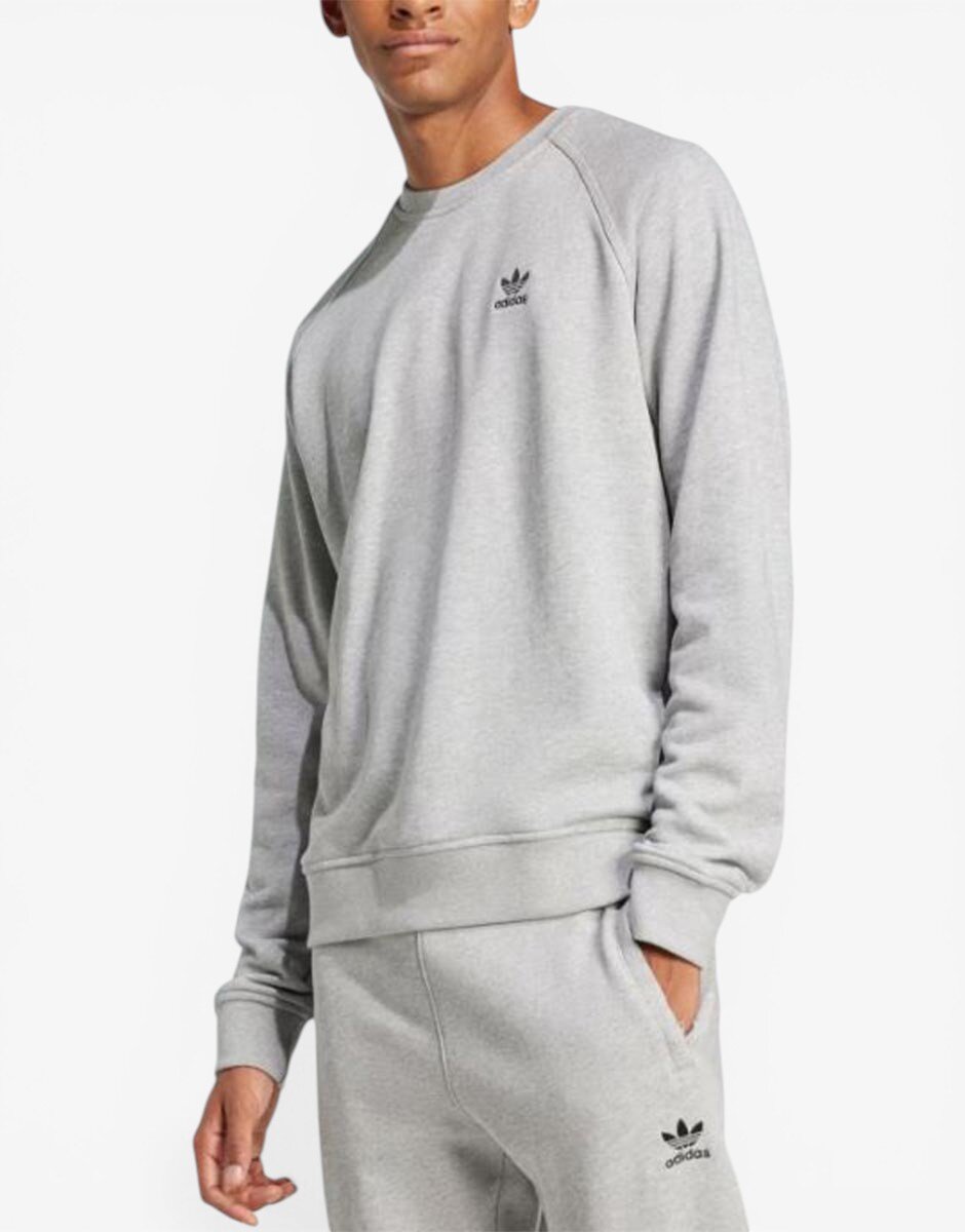 adidas Essentials Trefoil French Terry Crew Sweatshirt Grey