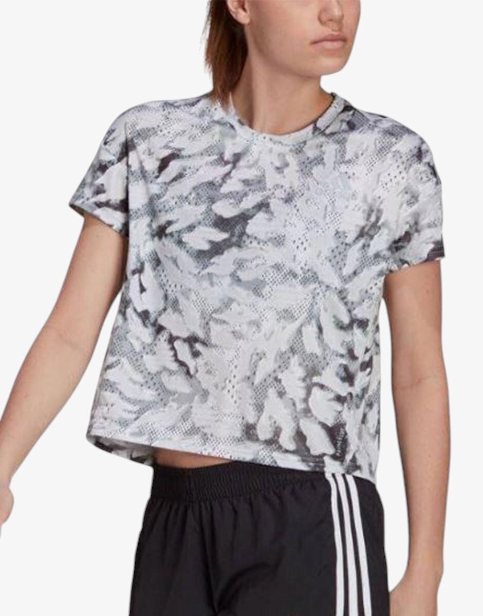 adidas Fast Split All Over Print Tee Grey